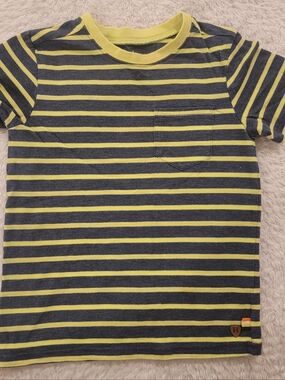 Hatley navy and yellow striped pocket tee 4t